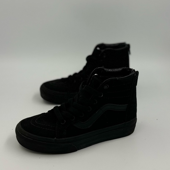 Vans all black zip up sk8 hi kids size 1.5 - Picture 2 of 6